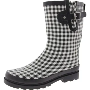 Womens Buckle Rubber Rain Boots