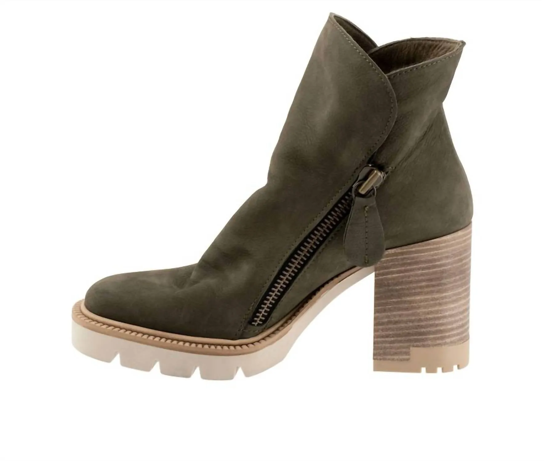 Women's Bueno Elliott Heeled Booties In Army Nubuck
