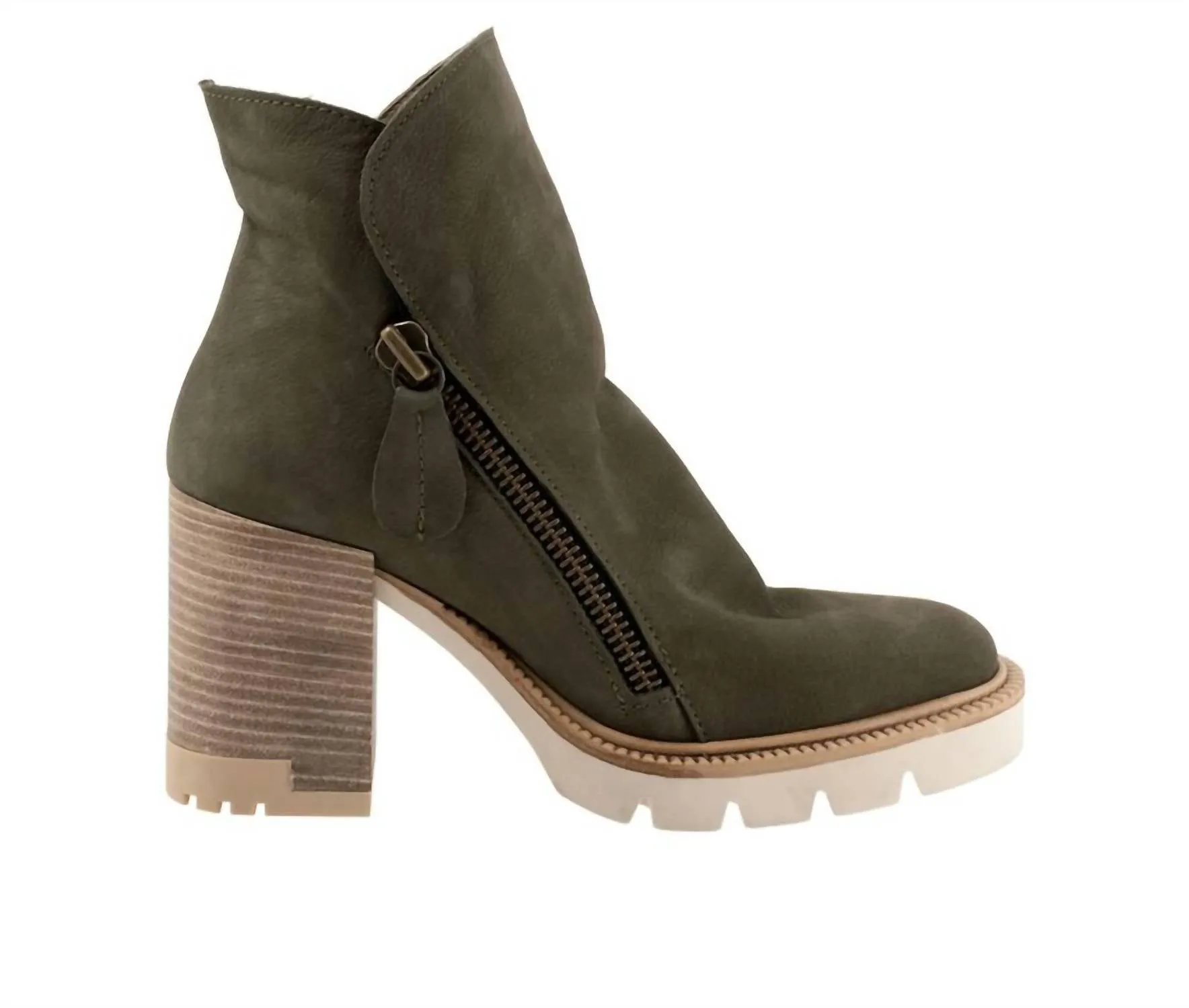 Women's Bueno Elliott Heeled Booties In Army Nubuck