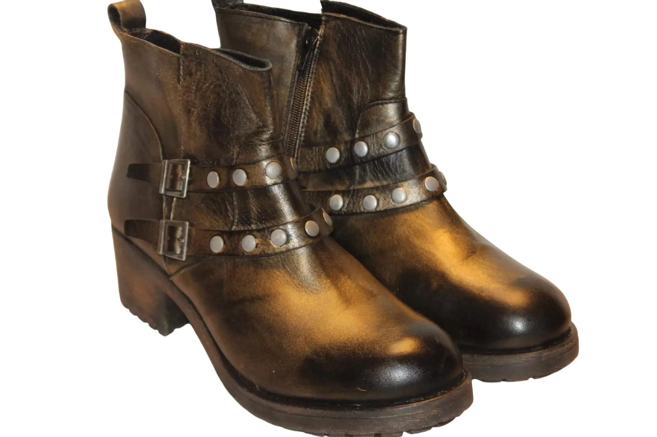 Women's Buffalo Moto Boots In Metallic Gold