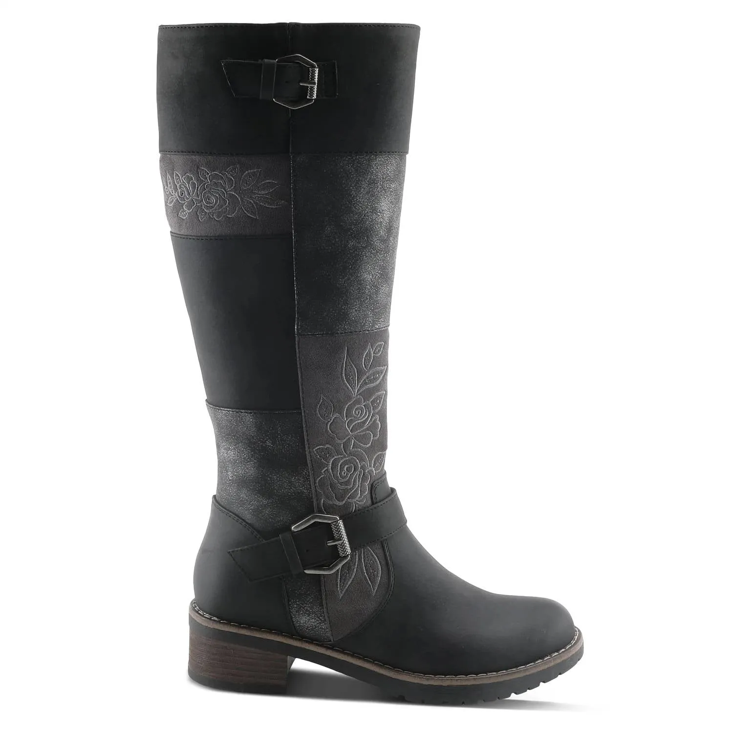 Women's Collage Tall Boots In Black Multi