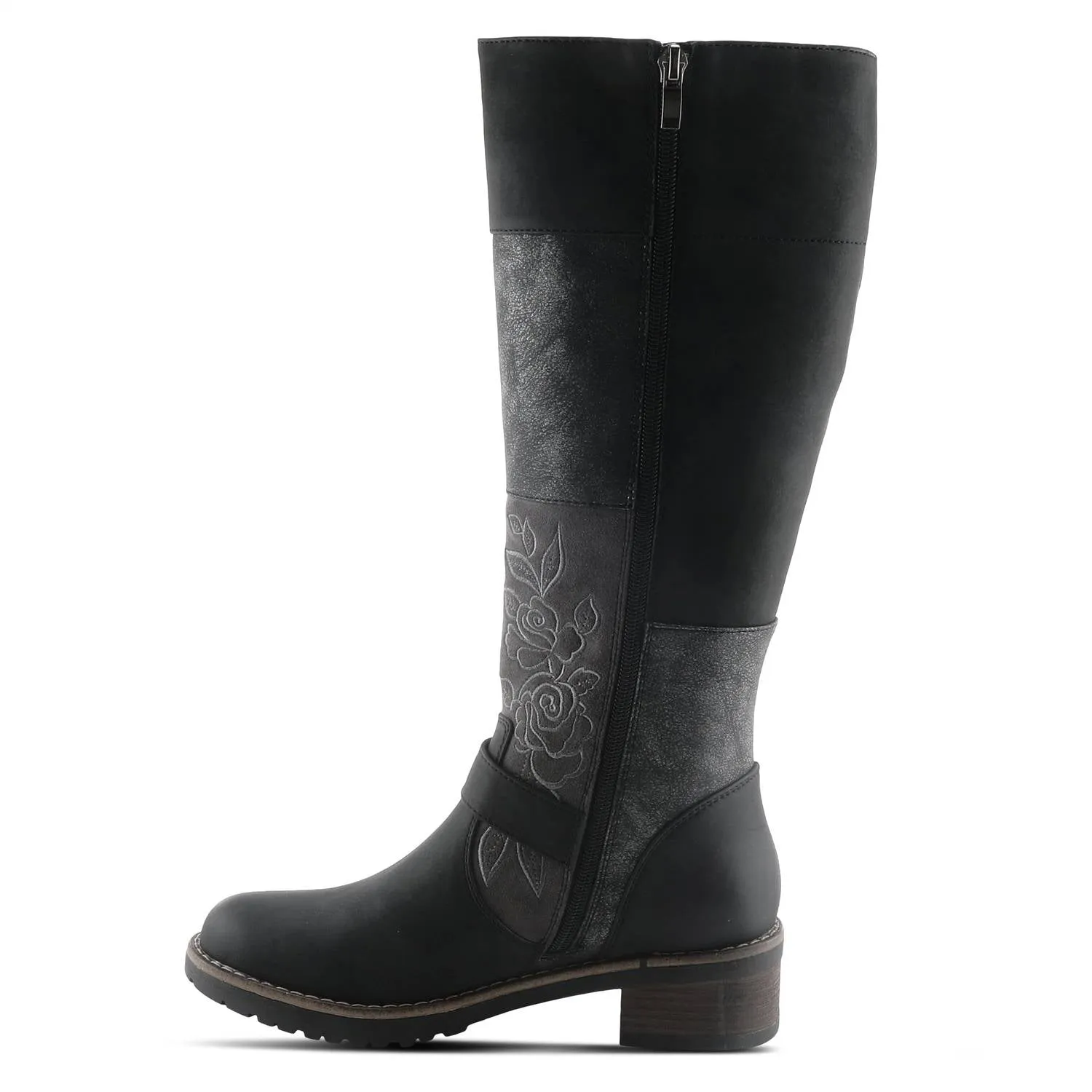 Women's Collage Tall Boots In Black Multi