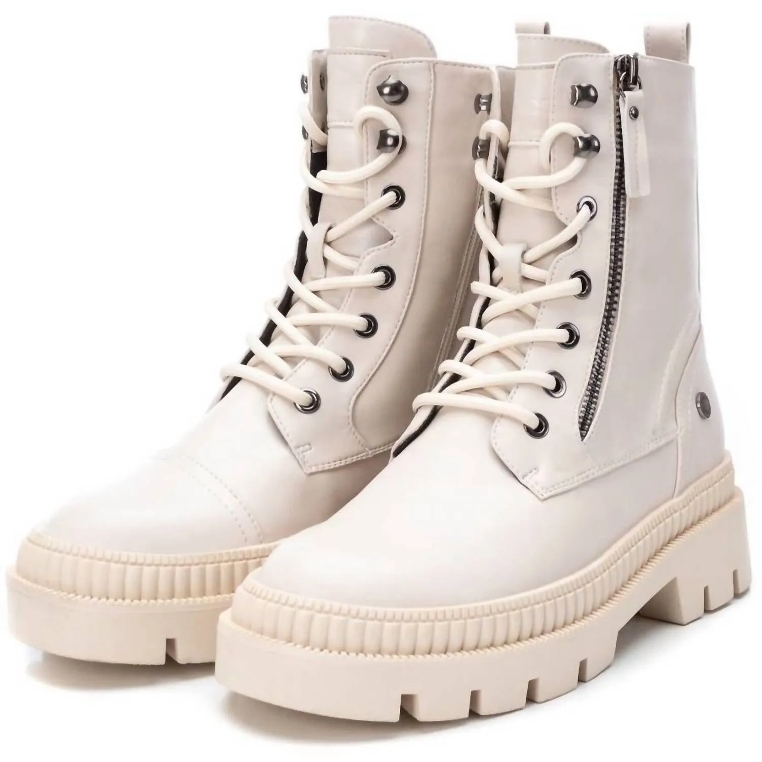 Women's Combat Boots In Open White
