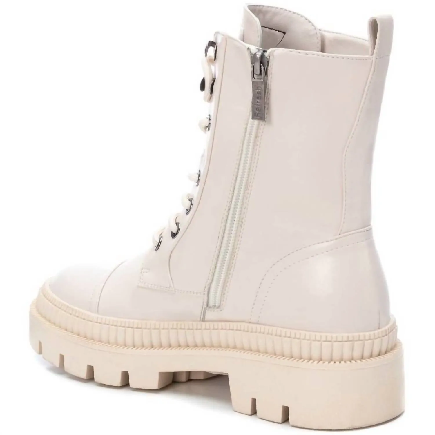 Women's Combat Boots In Open White