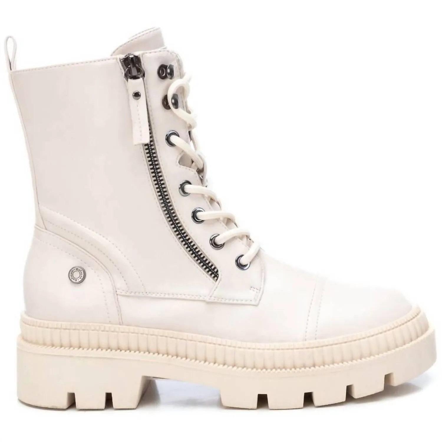 Women's Combat Boots In Open White