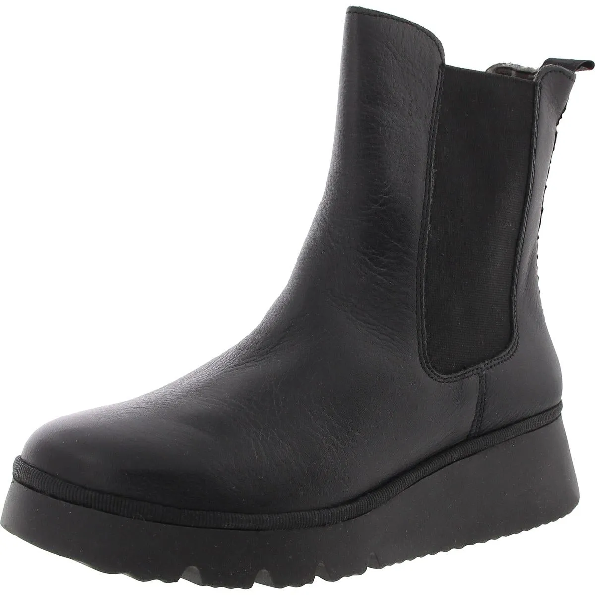 Womens Cushioned Footbed Faux Leather Ankle Boots