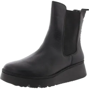 Womens Cushioned Footbed Faux Leather Ankle Boots
