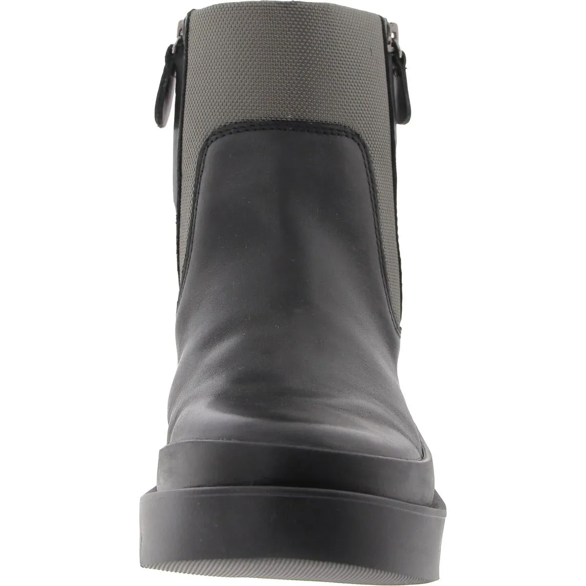 Womens Double Zipper Leather Chukka Boots