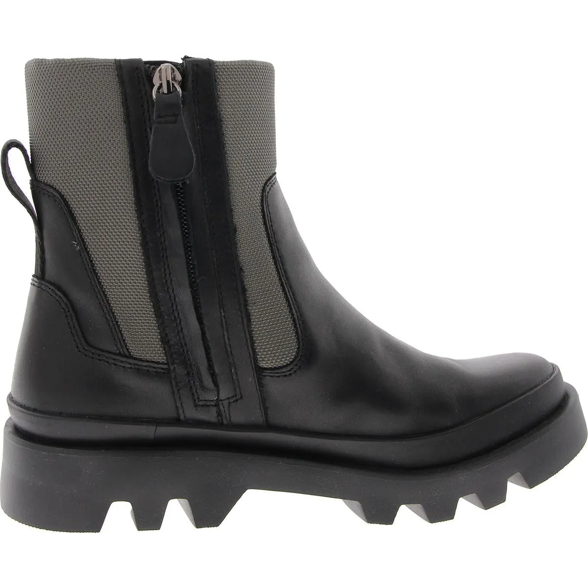 Womens Double Zipper Leather Chukka Boots
