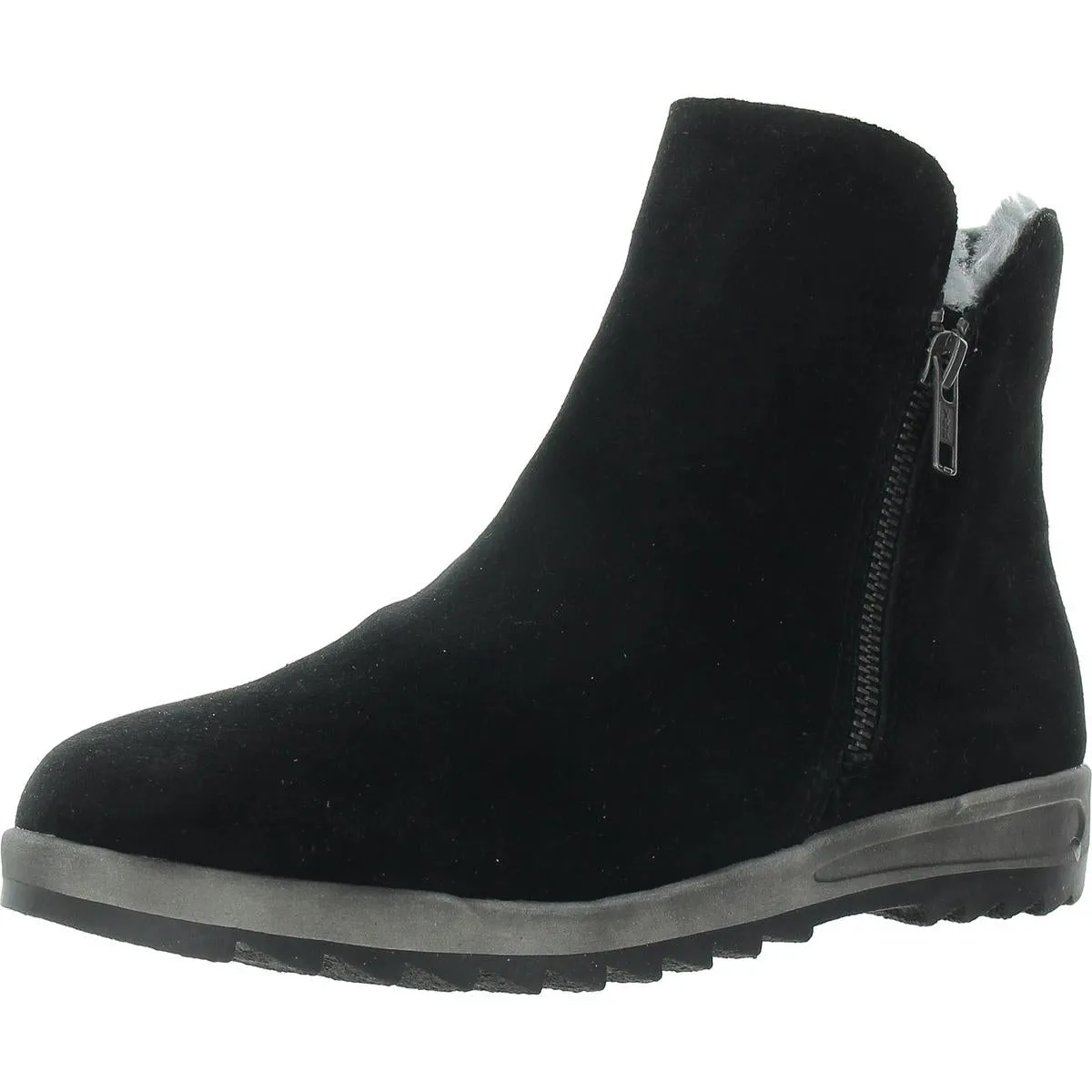 Womens Double Zipper Suede Ankle Boots