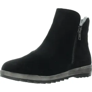 Womens Double Zipper Suede Ankle Boots