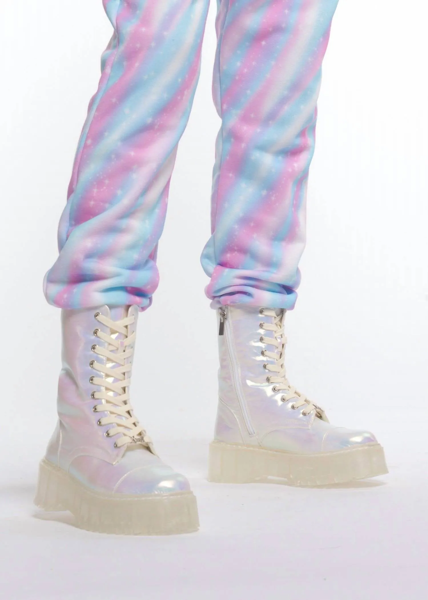 Women's Elle Combat Boot In White/iridescent