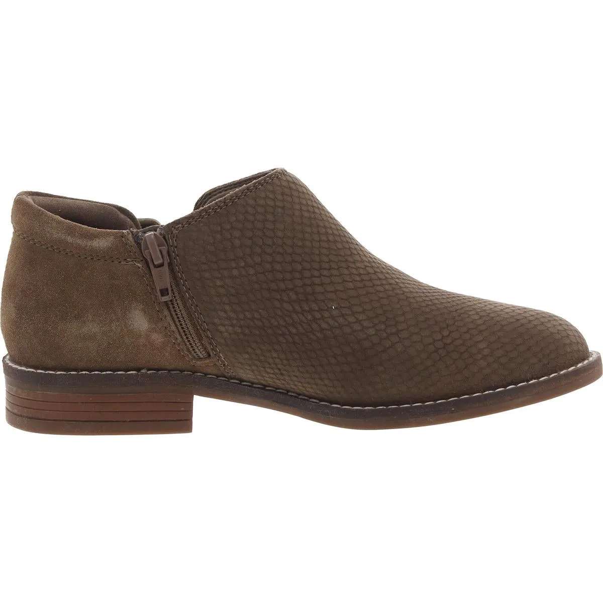Womens Embossed Suede Booties