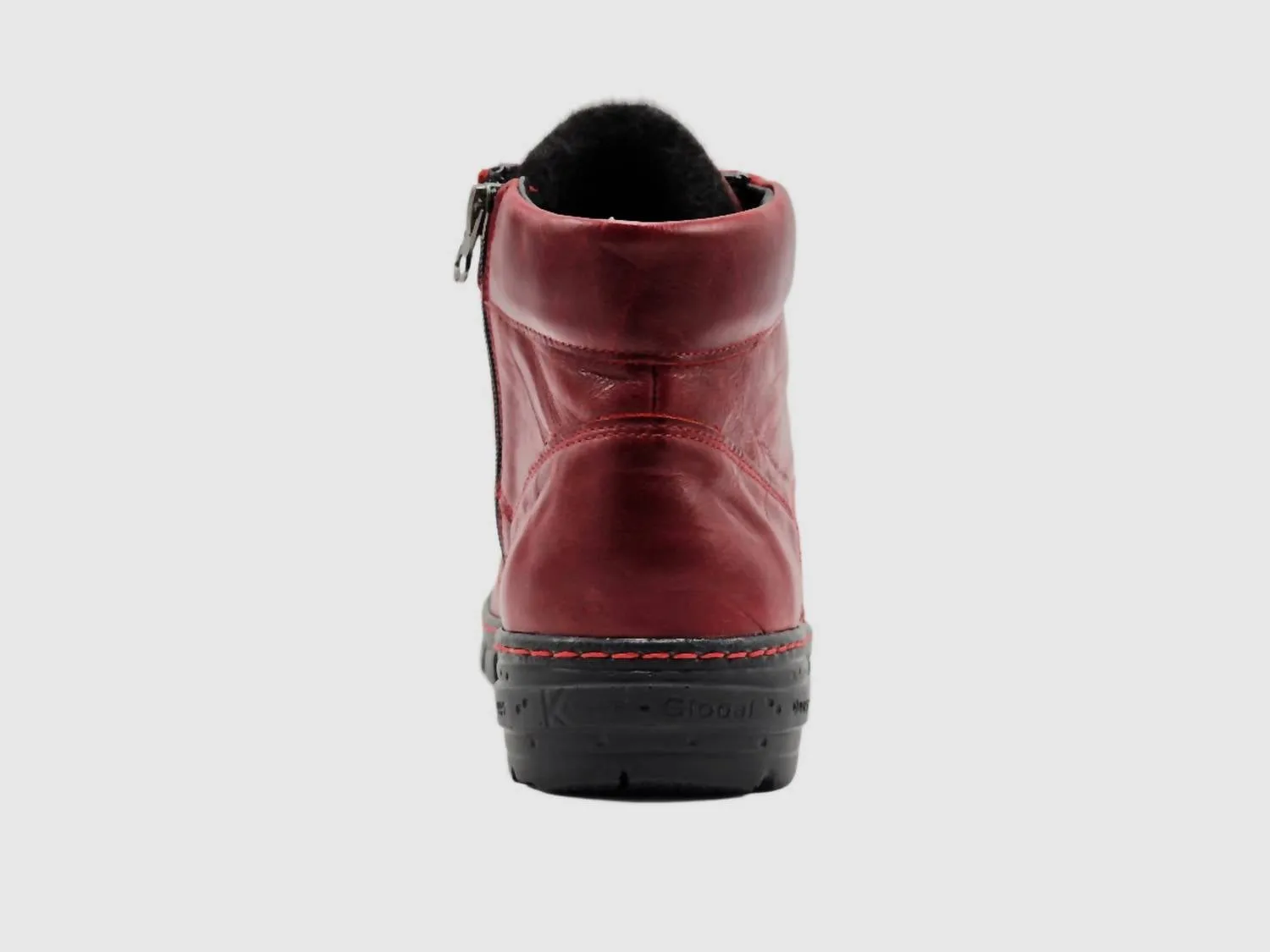 Women's Everyday Fur-Lined Zip-Up Leather Boots In Red