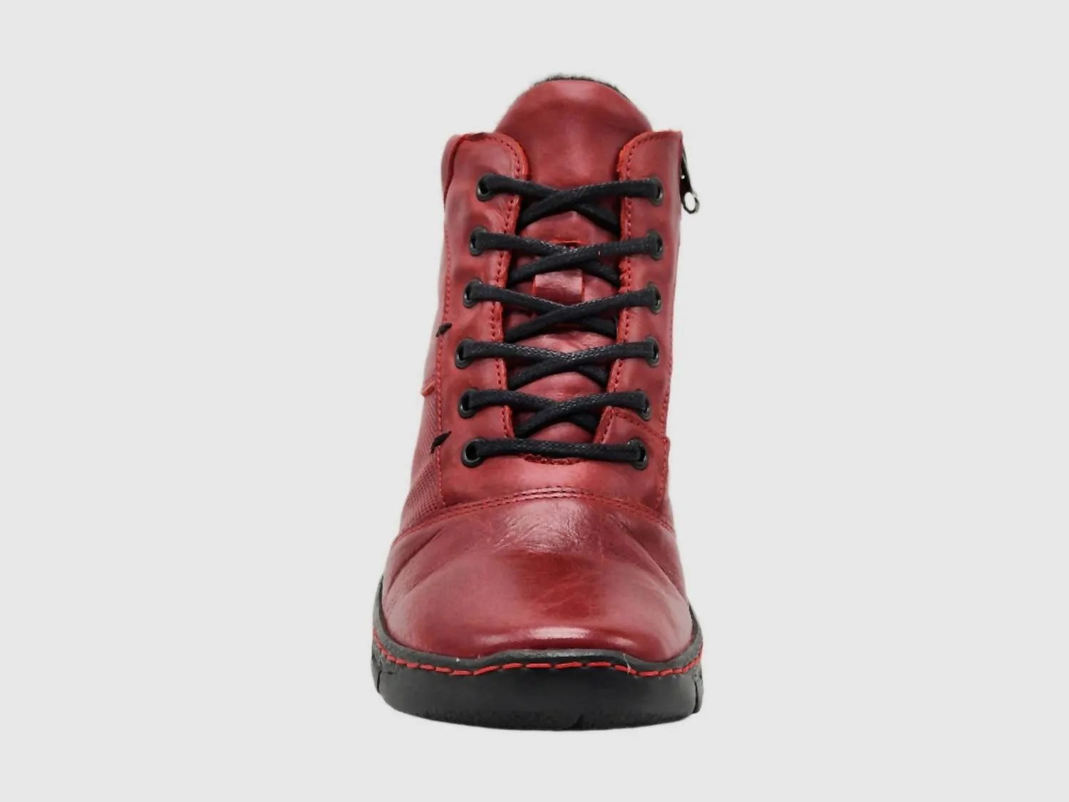 Women's Everyday Fur-Lined Zip-Up Leather Boots In Red