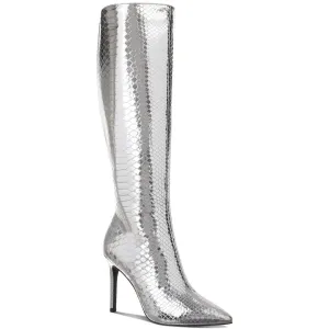 Womens Extra Wide Calf Faux Leather Knee-High Boots
