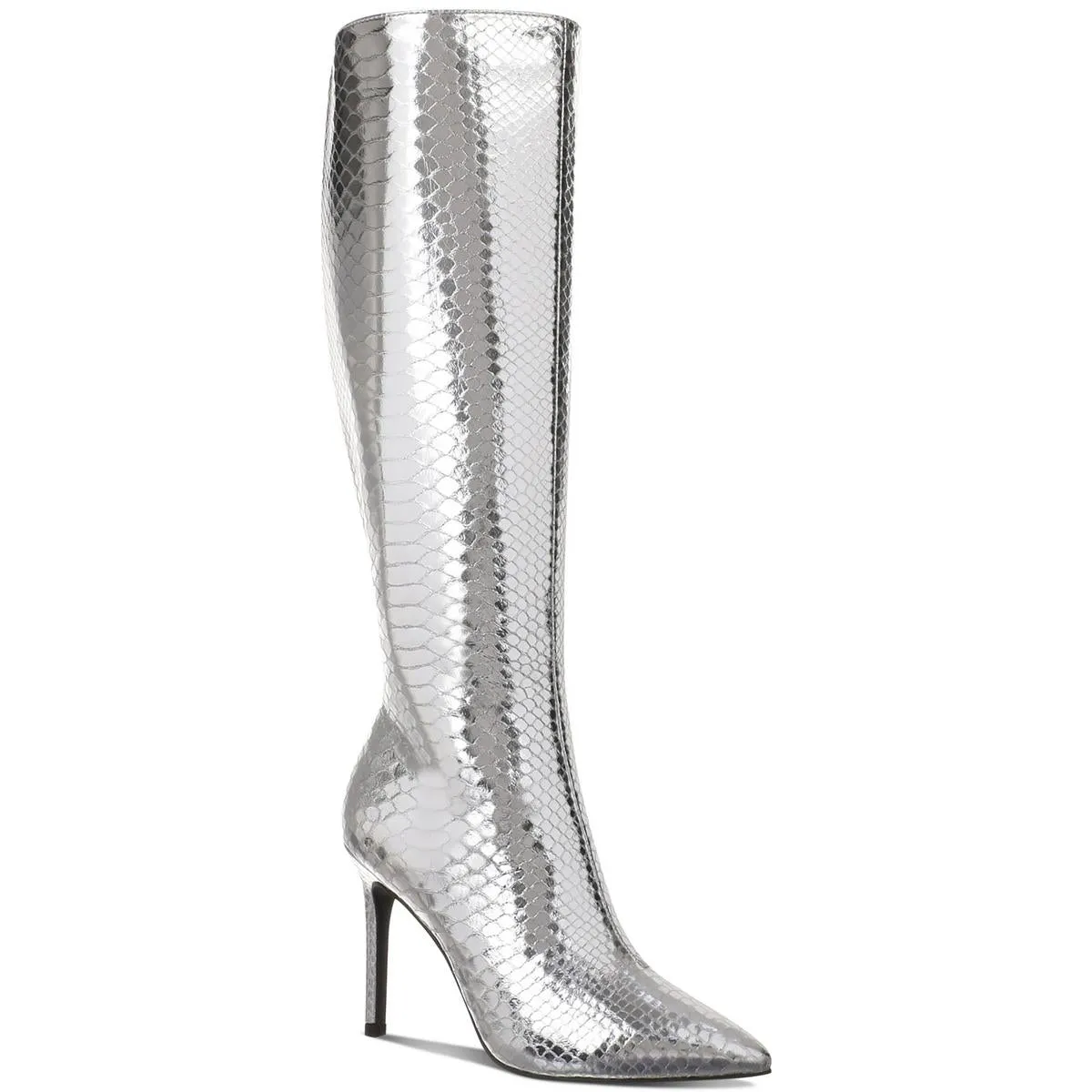 Womens Extra Wide Calf Faux Leather Knee-High Boots