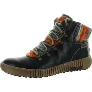 Womens Faux Fur Leather Ankle Boots