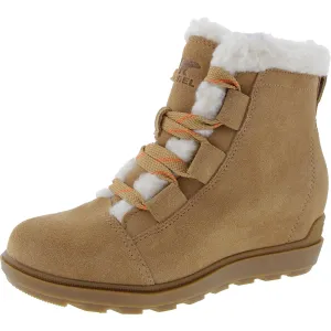 Womens Faux Fur Lined Leather Ankle Boots
