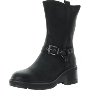 Womens Faux Fur Lined Man Made Motorcycle Boots