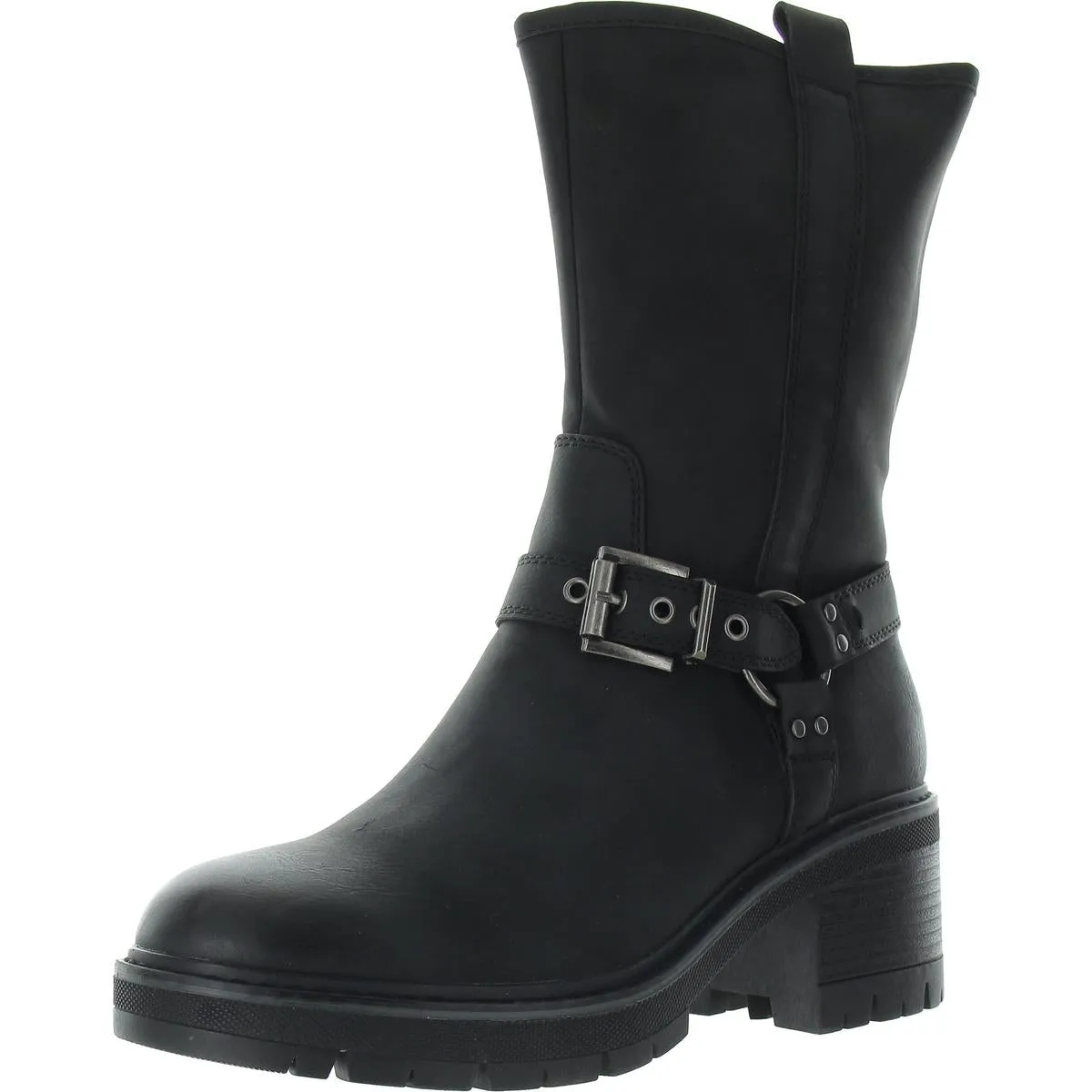 Womens Faux Fur Lined Man Made Motorcycle Boots