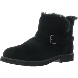 Womens Faux Fur Lined Suede Booties