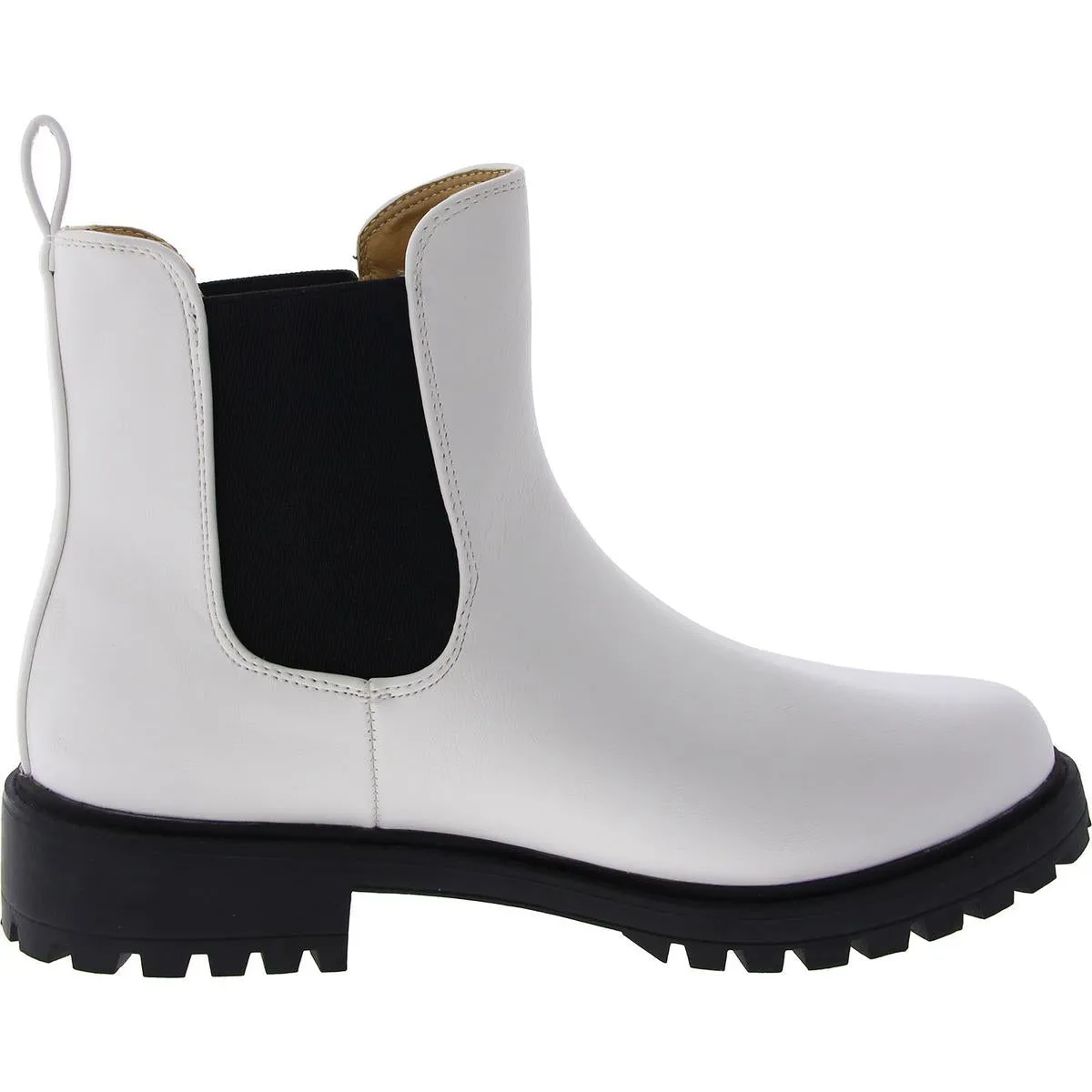 Womens Faux Leather Pull On Ankle Boots