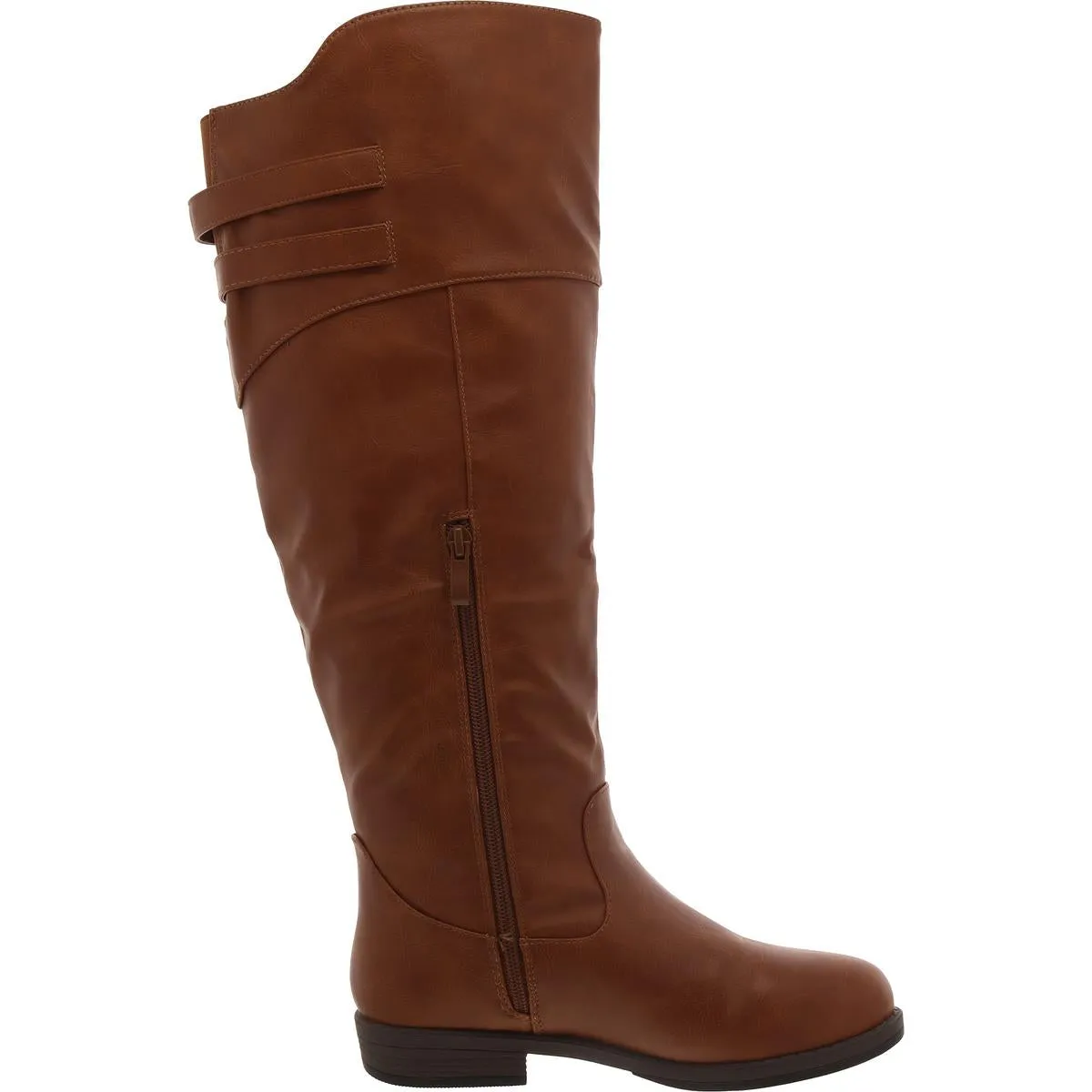 Womens Faux Leather Round toe Mid-Calf Boots