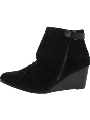 Womens Faux Suede Ankle Length Wedge Boots