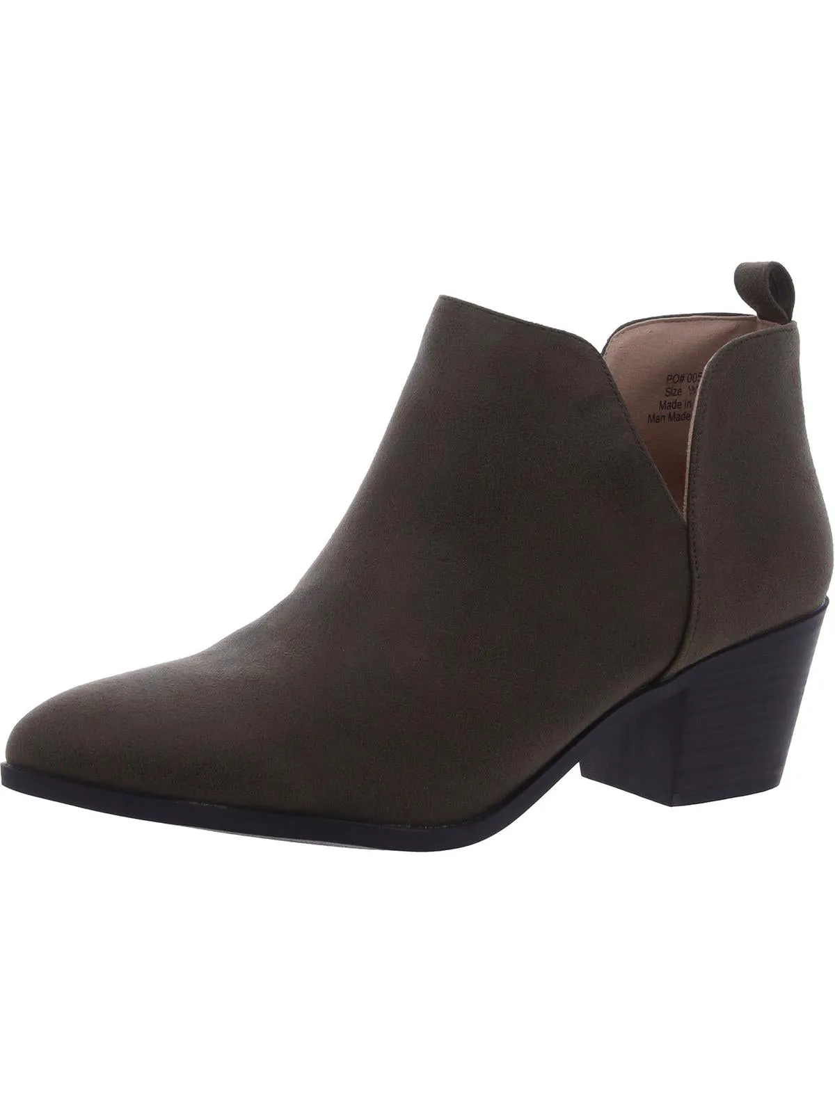 Womens Faux Suede Block Heel Ankle Boots