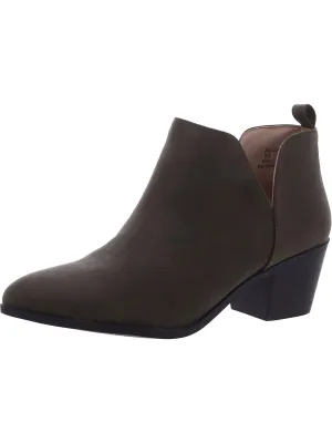 Womens Faux Suede Block Heel Ankle Boots