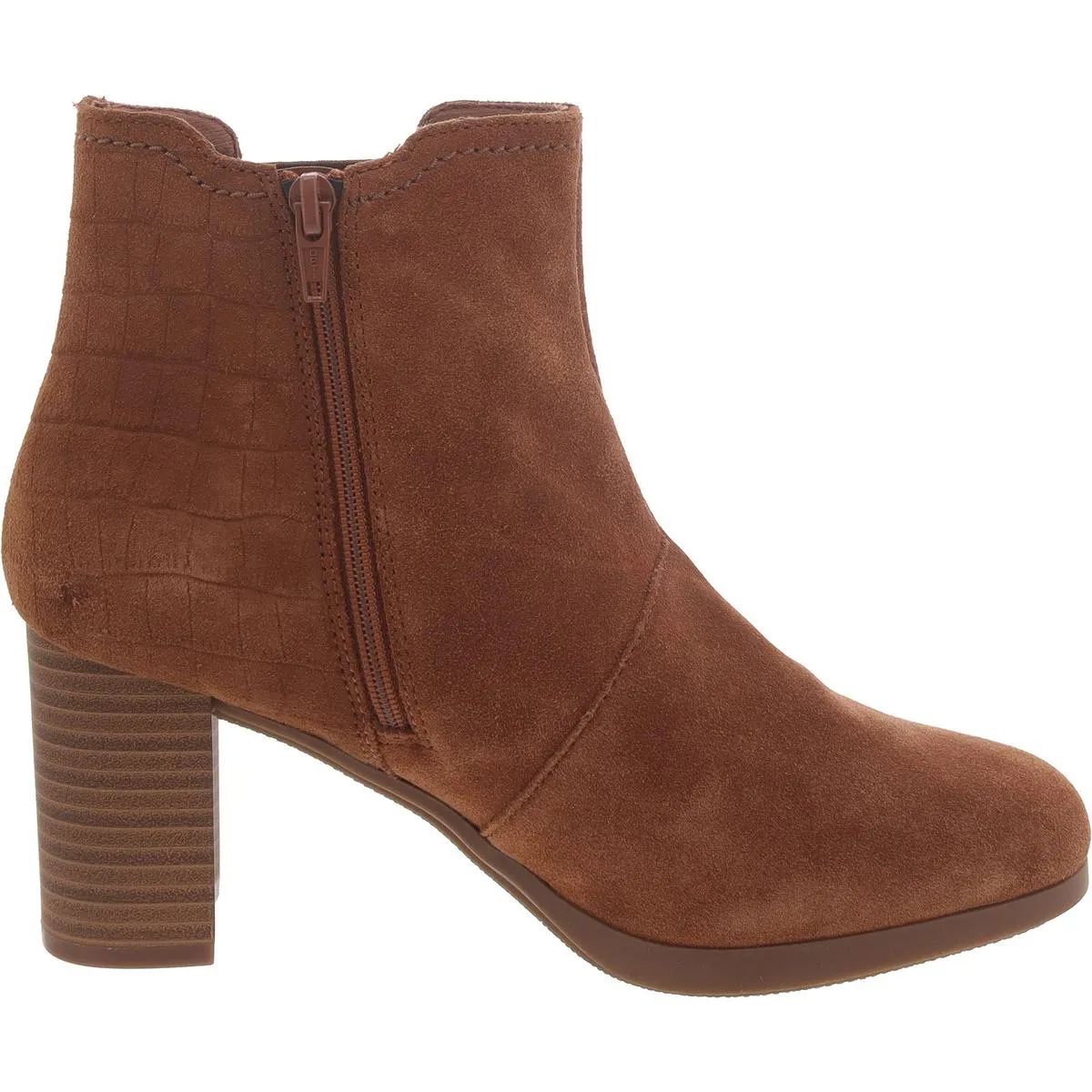 Womens Faux Suede Block Heel Chelsea Boots