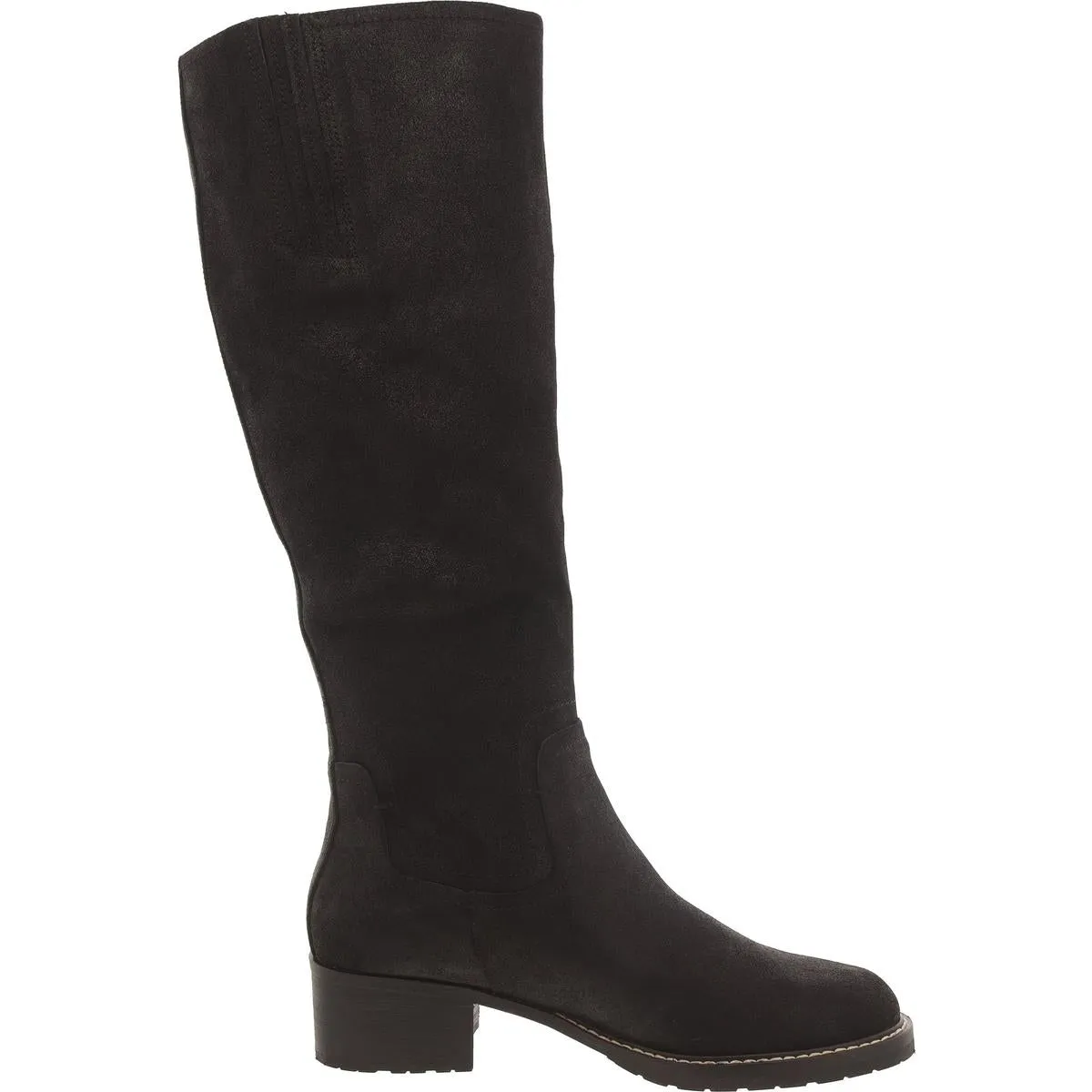 Womens Faux Suede Block Heel Knee-High Boots