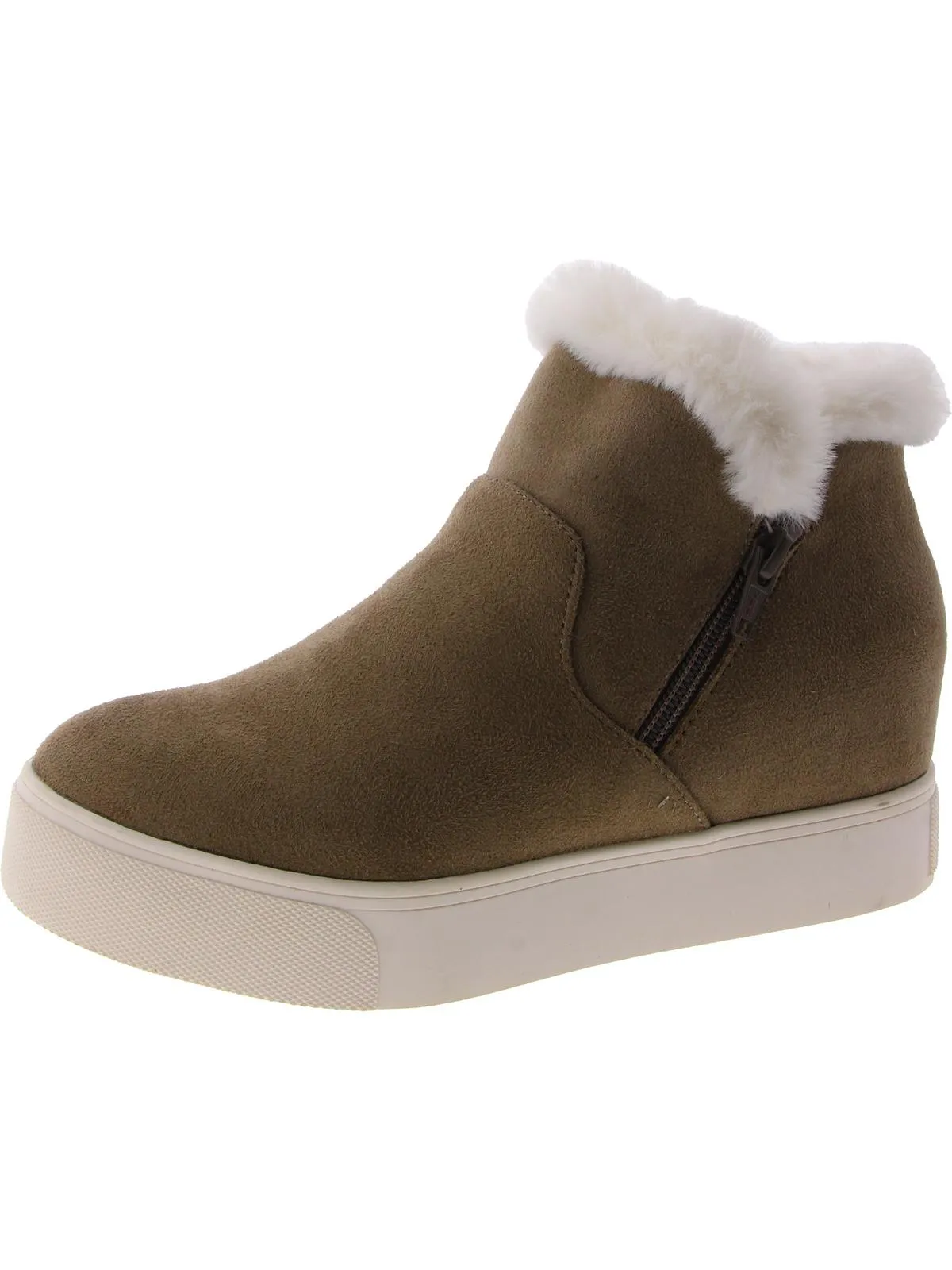 Womens Faux Suede Flatform Ankle Boots