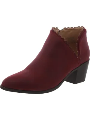 Womens Faux Suede Scalloped Booties