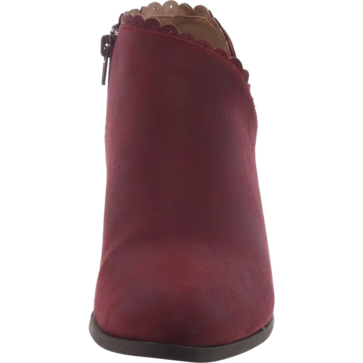 Womens Faux Suede Scalloped Booties
