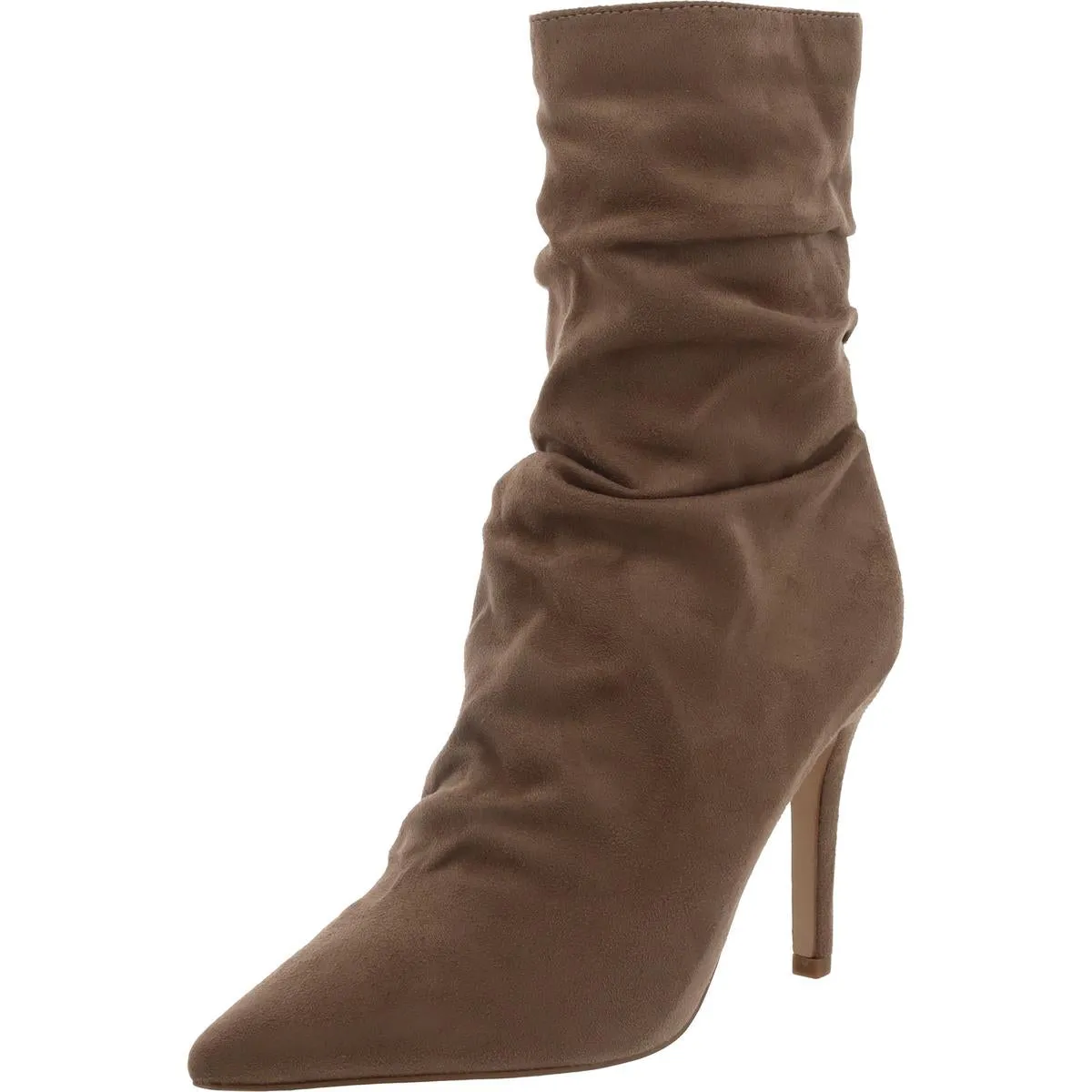 Womens Faux Suede Zipper Mid-Calf Boots