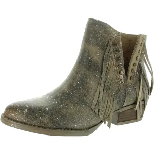 Womens Fringe Leather Ankle Boots