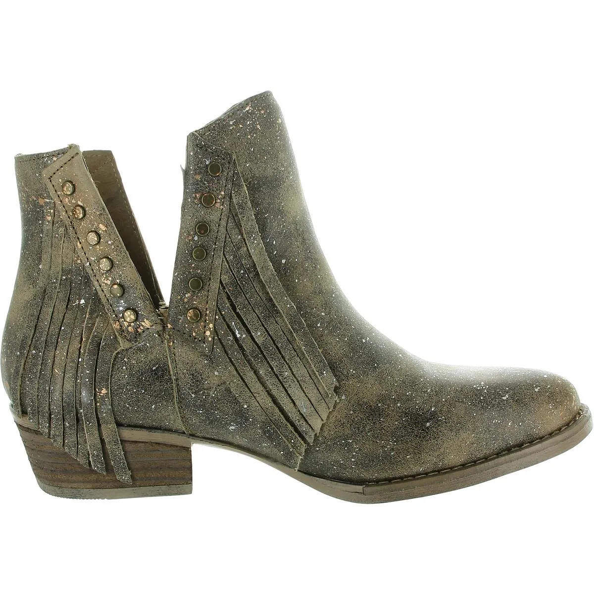 Womens Fringe Leather Ankle Boots
