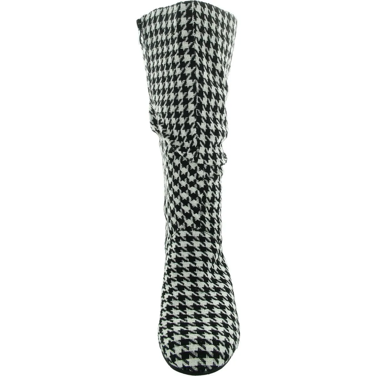 Womens Houndstooth Faux Suede Mid-Calf Boots