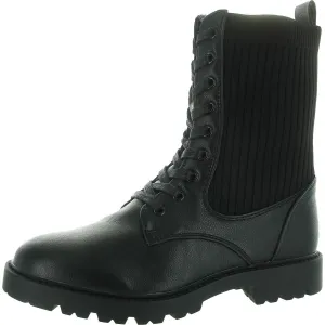 Womens Lace-Up Faux Leather Combat & Lace-Up Boots