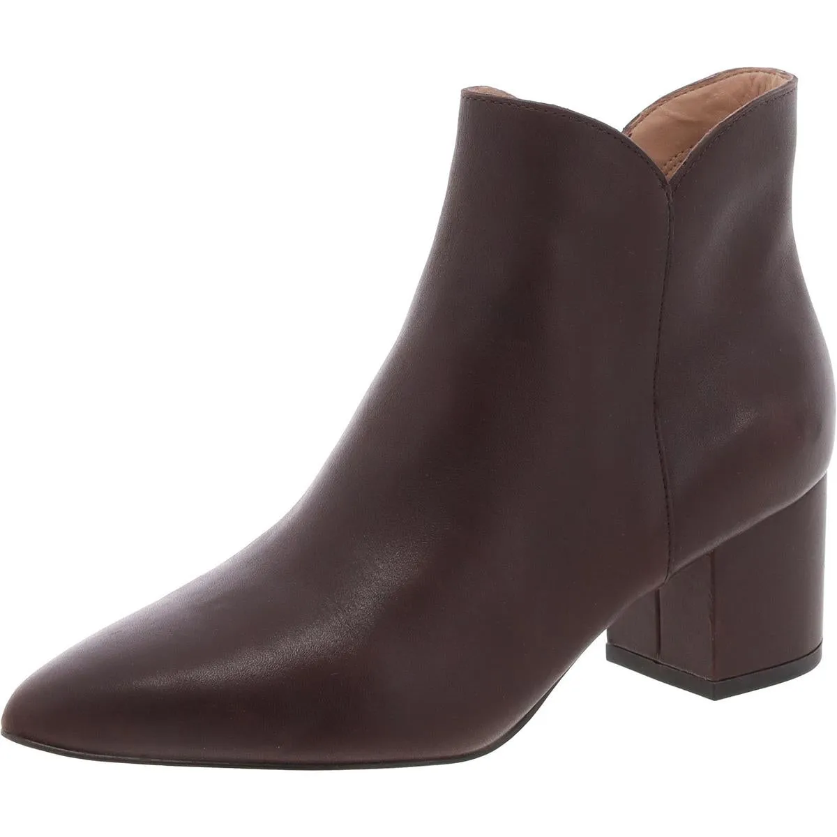 Womens Leather Block Heel Ankle Boots