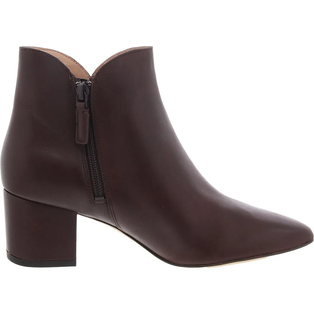 Womens Leather Block Heel Ankle Boots