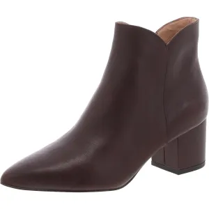 Womens Leather Block Heel Ankle Boots