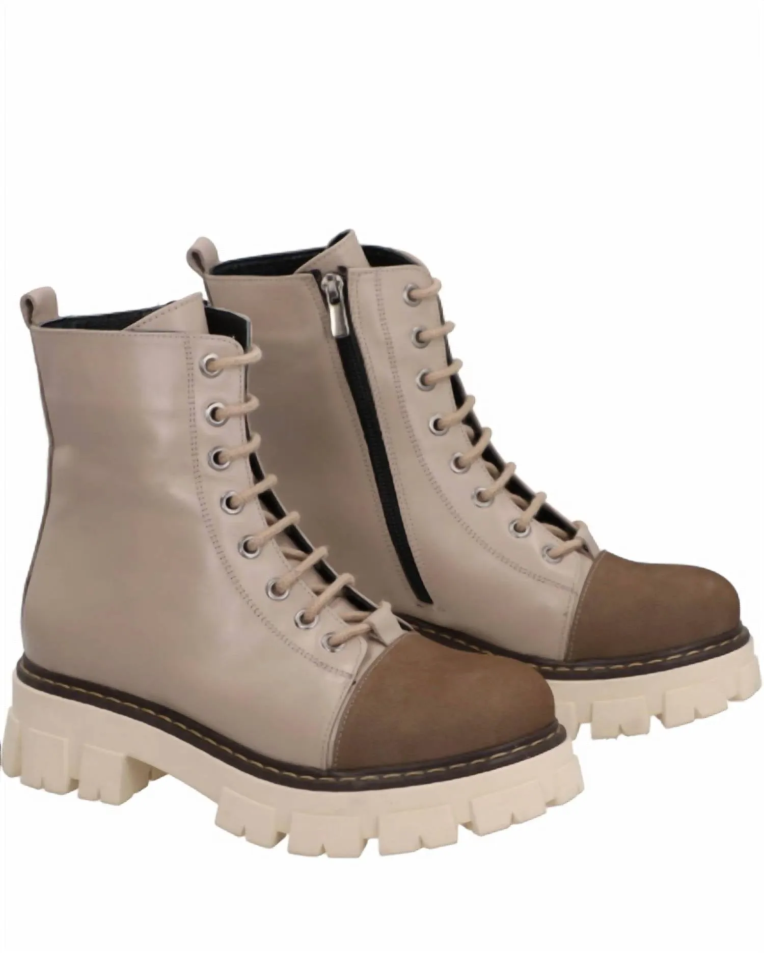 Women's Leather Braden Bootie In Taupe Combo