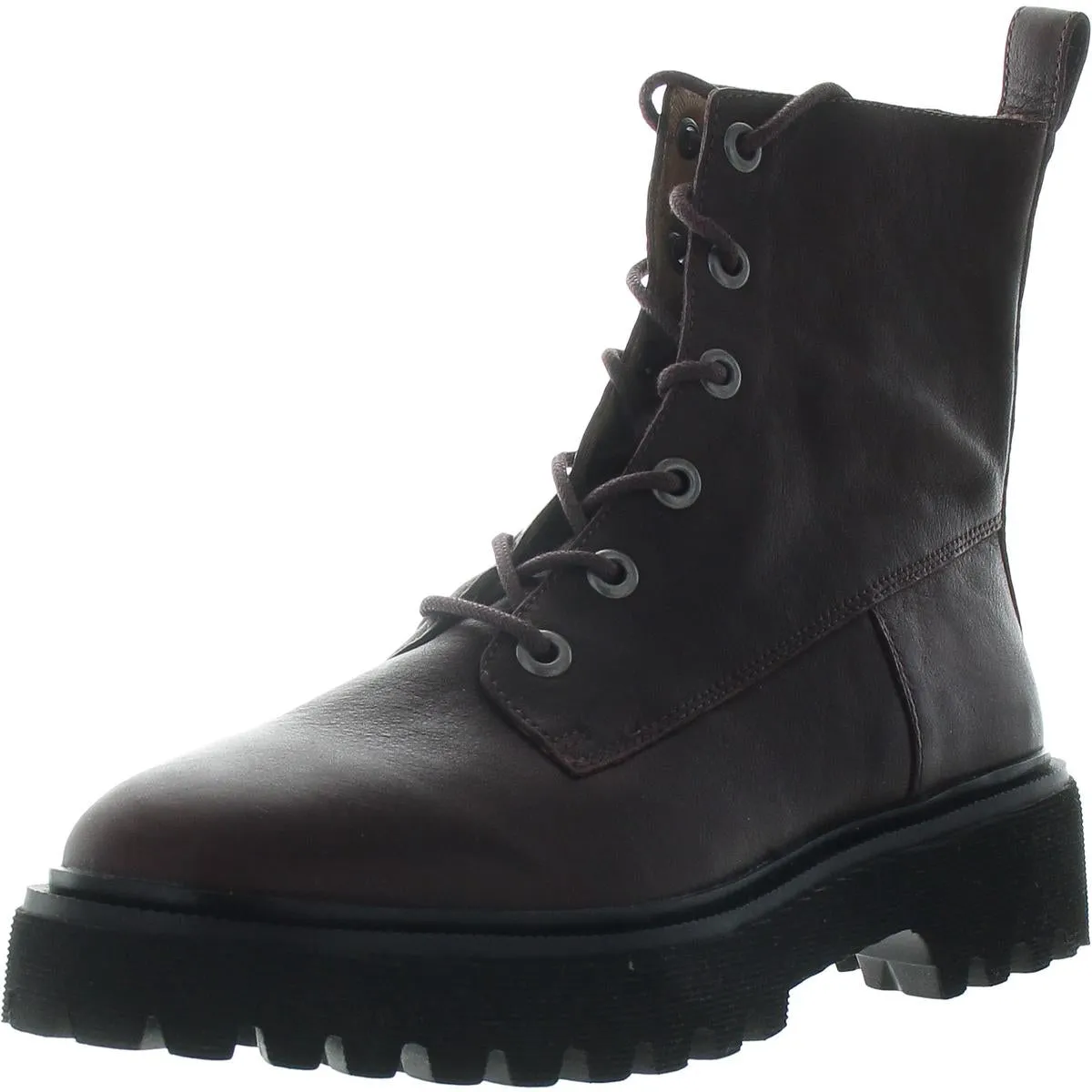 Womens Leather Platform Combat & Lace-Up Boots