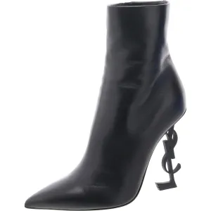 Womens Leather Pointed Toe Ankle Boots