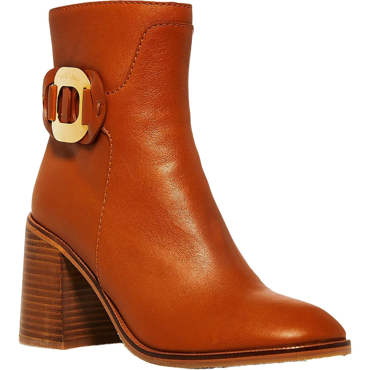 Womens Leather Zipper Booties