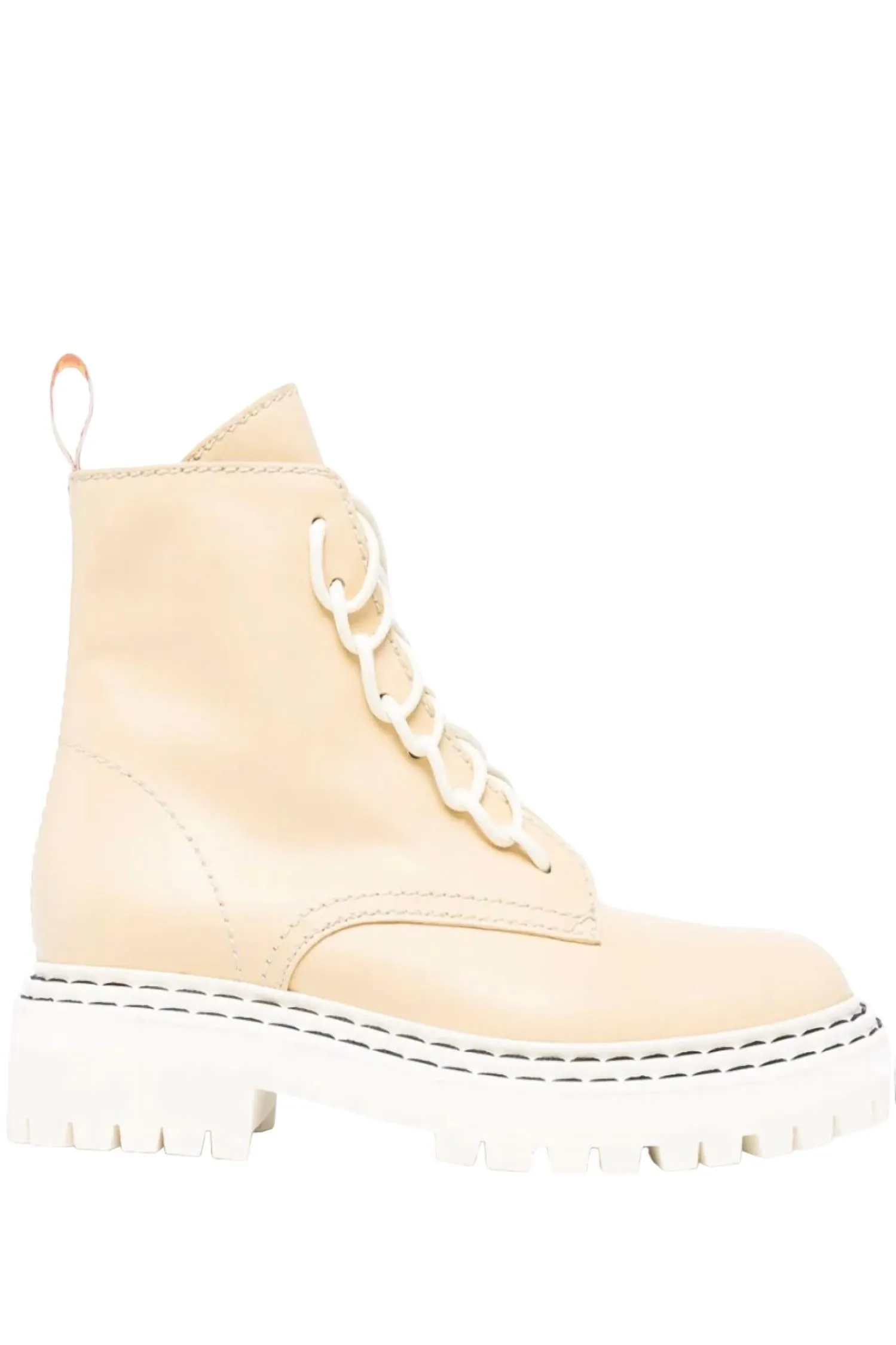 Women's Lug Sole Combat Boots In Butter