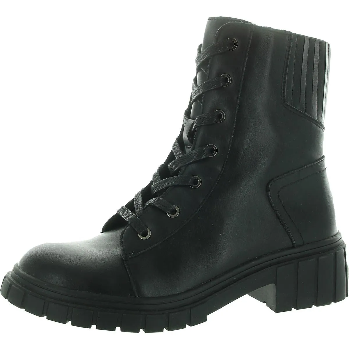 Womens Lugged Sole Leather Ankle Boots